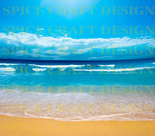 Sandy Beach and Ocean | Skinny Tumbler Wrap | Digital Download | Sublimation | PNG
