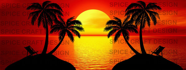 Sunset over the ocean with palms trees | Regular Can Cooler | Digital Download | Waterslide | Sublimation
