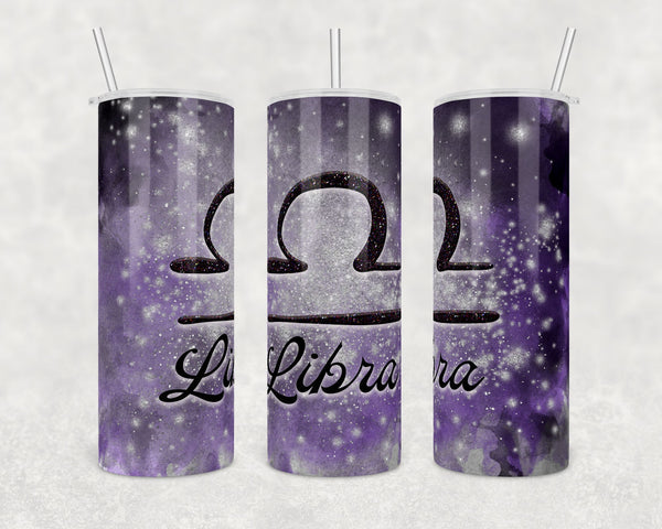 Zodiac Tumbler - Libra |  Galaxy and cloud background | 20 oz Skinny Tumbler Wrap | Digital Download | Sublimation | PNG file