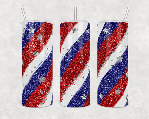 Red White and Blue with Stars | 20 oz Skinny Tumbler Wrap | Digital Download | Sublimation | png file
