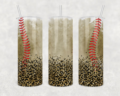 Baseball Dirt Grunge Leopard Sports | 20 oz Skinny Tumbler Wrap | Digital Download | Sublimation image | png file