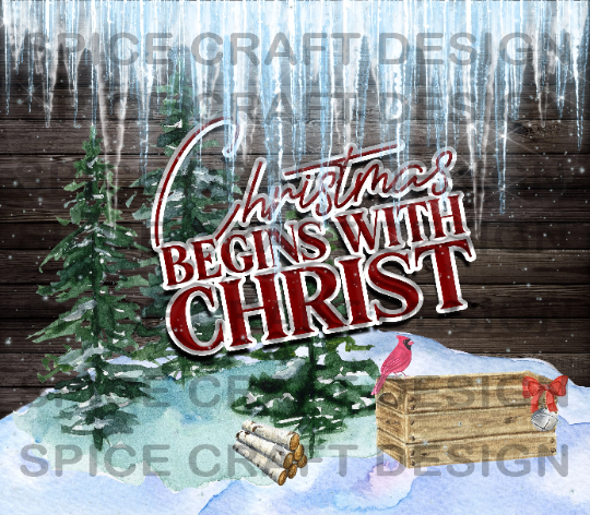 Christmas is about Christ | Icicles and Snow | 20 oz Skinny Tumbler Wrap | Digital Download | Sublimation image | png file