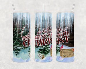 Christmas is about Christ | Icicles and Snow | 20 oz Skinny Tumbler Wrap | Digital Download | Sublimation image | png file