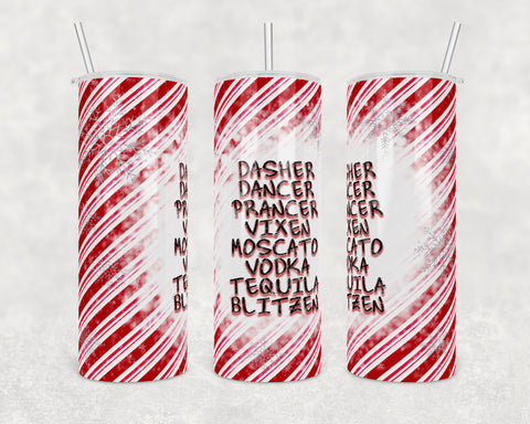 Lets drink with the reindeers, Dasher  | Candy Cane Bleach | 20 oz Skinny Tumbler Wrap | Digital Download | Sublimation image | png file