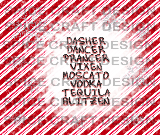 Lets drink with the reindeers, Dasher  | Candy Cane Bleach | 20 oz Skinny Tumbler Wrap | Digital Download | Sublimation image | png file