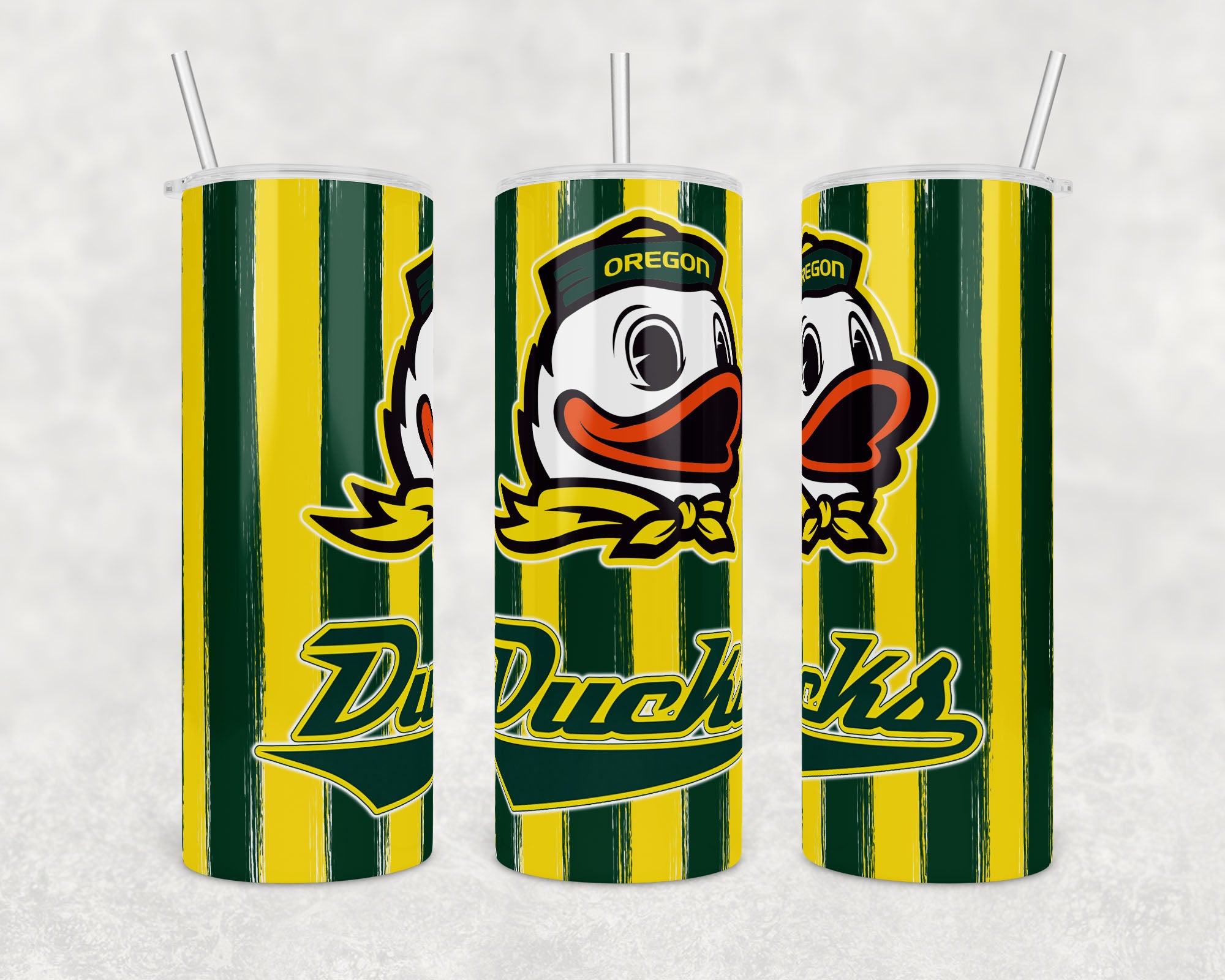 Oregon Duck Green and Yellow Stripe | 20 oz Skinny Tumbler Wrap | Digital Download | Sublimation image | png file