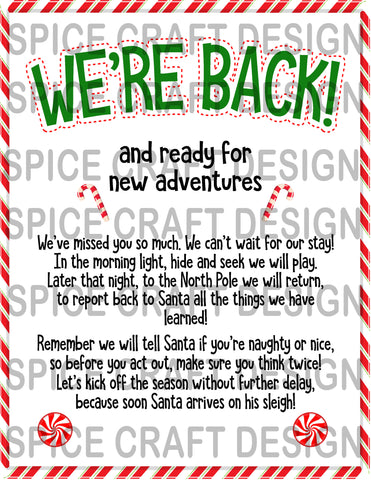 Elf image Generic no personalization | We are Back | Welcome Back | Adventures | PNG  file | Sublimation | digital download