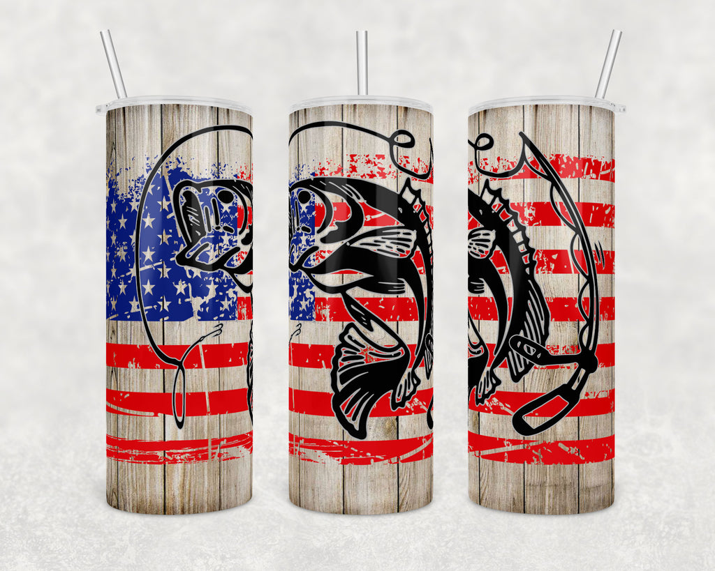 winorax Fishing Tumbler Personalized Fisherman Tumblers American Flag  Wooden Drawing Style Stainless…See more winorax Fishing Tumbler  Personalized