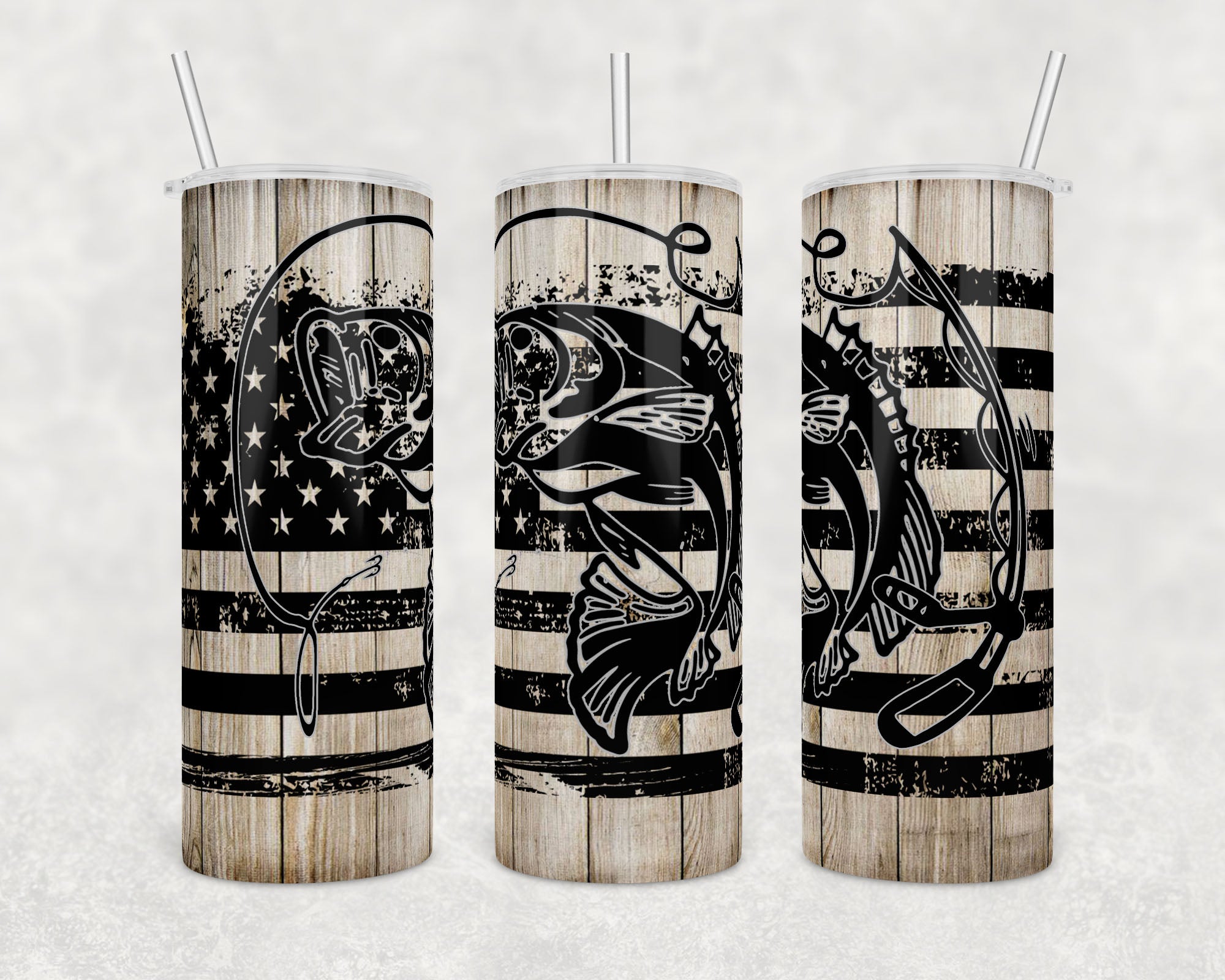 Fishing Distressed Flag Wood | No Text | American Flag | Skinny Tumbler Wrap | Digital Download | Sublimation | png file