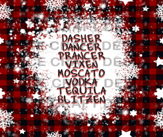 Lets drink with Dasher and Dancer | Plaid Bleach Spot |  20 oz Skinny Tumbler Wrap | Digital Download | Sublimation image | png file