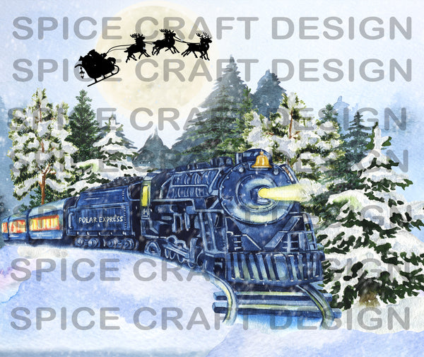 Tracking Santa through the snow | 20 oz Skinny Tumbler Wrap | Digital Download | Sublimation image | png file