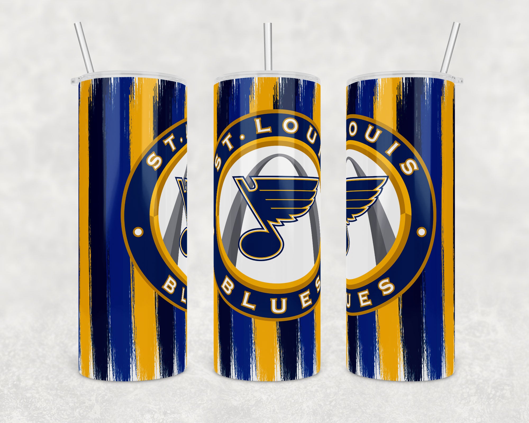 St. Louis Navy, Yellow and Blue Stripe | 20 oz Skinny Tumbler Wrap | Digital Download | Sublimation image | png file