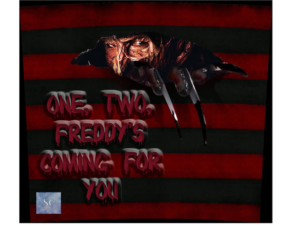 Freddy Krueger Nightmare on Elm Street, 20 oz Digital Skinny Tumbler Wrap, Sublimation or Waterslide