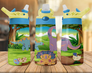 Dinosaur Design for Kids Water Bottle | Sublimation PNG | 12 oz Water Bottle | Waterslide | Digital Download