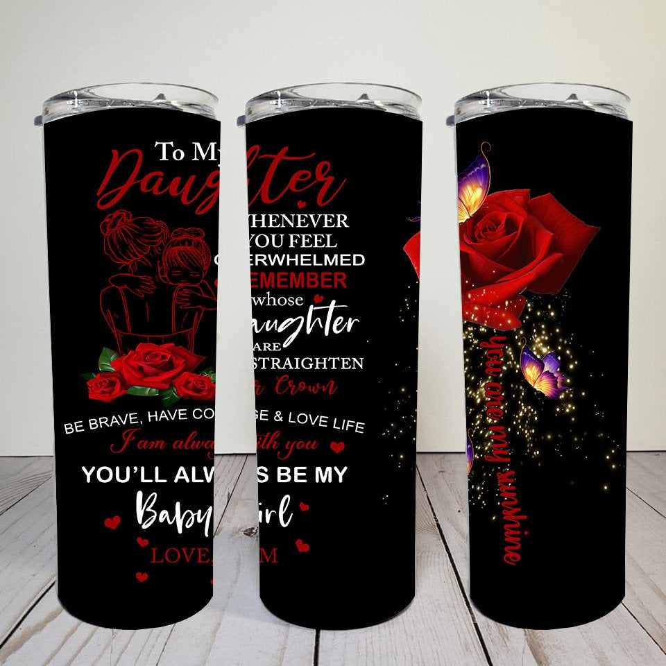 To my Daughter with a Rose | 20 oz Skinny Digital wrap download | Tumbler graphic | Sublimation image | PNG file