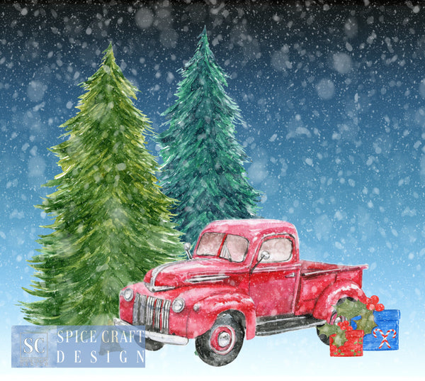 Christmas Trees and Truck | Digital Download | Sublimation | 20 oz Skinny Tumbler | Waterslide | PNG