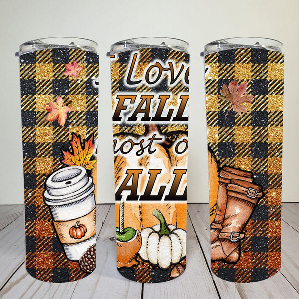 I Love Fall Most Of All | Digital Download | 20 oz Skinny Tumbler | Sublimation | Waterslide | PNG