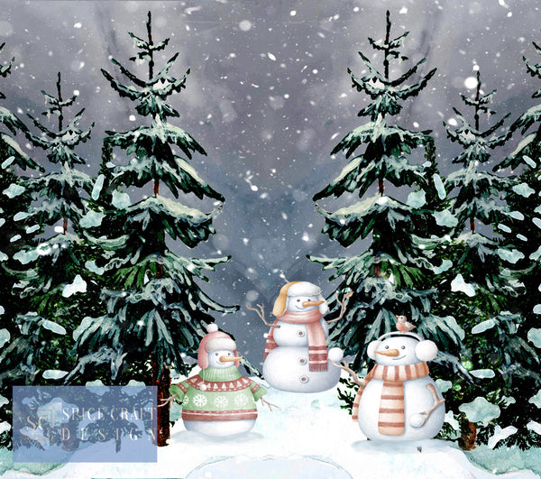 Snowman Winter Scene | Digital Download | Sublimation | 20 oz Skinny Tumbler | Waterslide | PNG