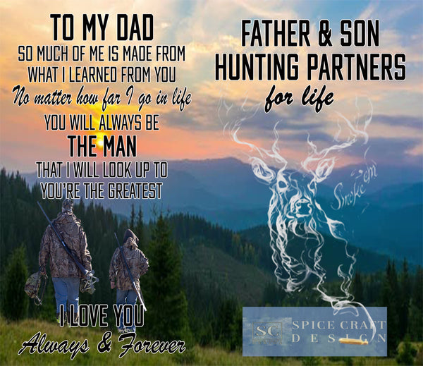 Father and Son Hunting | 20 oz skinny tumbler | Sublimation | Waterslide | PNG