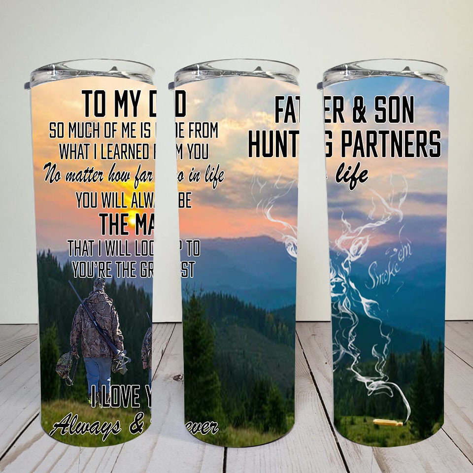 Father and Son Hunting | 20 oz skinny tumbler | Sublimation | Waterslide | PNG