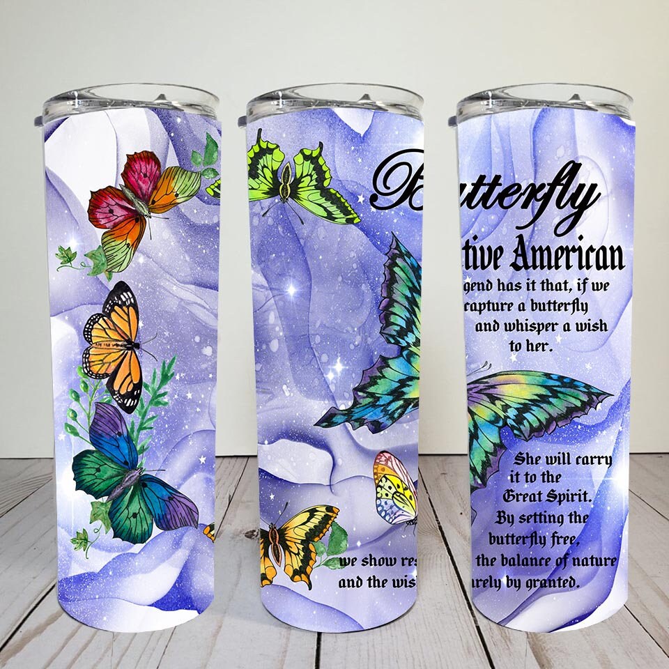 Butterfly | Native American | Skinny Tumbler wrap 20 oz | Digital download, |Sublimation | PNG