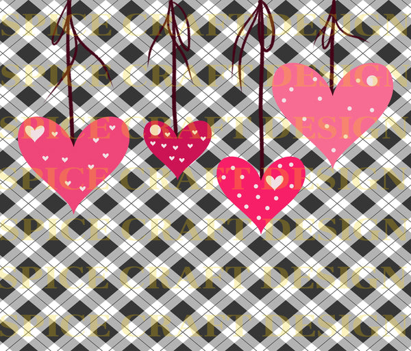 Plaid Valentine Heart Strings | 20oz Skinny Tumbler | digital file | png | download