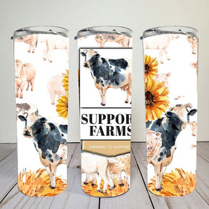 Support Farms cows and sunflowers | 20oz Skinny Tumbler | digital file | png file