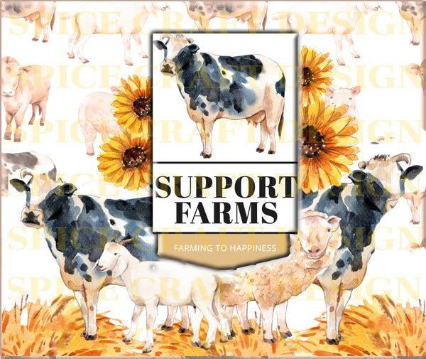 Support Farms cows and sunflowers | 20oz Skinny Tumbler | digital file | png file