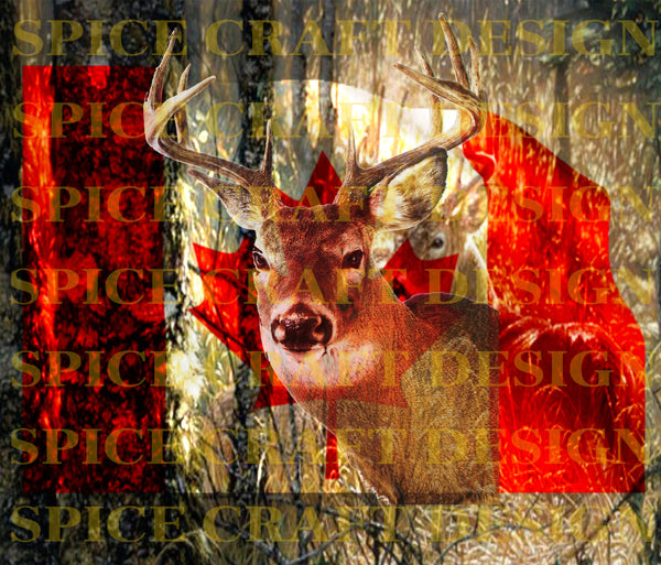 Deer and Canadian Flag | Hunting | Skinny Tumbler wrap 20 oz | Digital download | Sublimation | PNG
