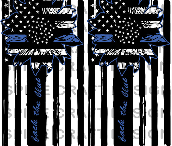 Back the Blue Police Officer | USA Flag | Sunflower | Skinny Tumbler Wrap | Digital Download | Sublimation | png file