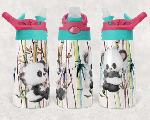 Panda on White Background | Kids Flip Top Cup | 12 oz Sippy Cup | sublimation | waterslide | PNG