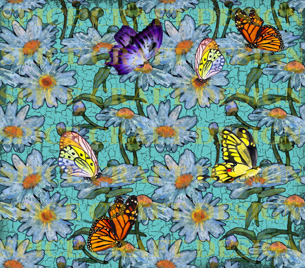 Summer Butterflies and Flowers | Skinny Tumbler Wrap | Digital Download | Sublimation | png file