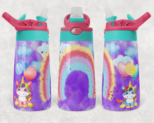 Unicorn on Purple Background | Kids Flip Top Cup | 12 oz Sippy Cup | sublimation | waterslide | PNG
