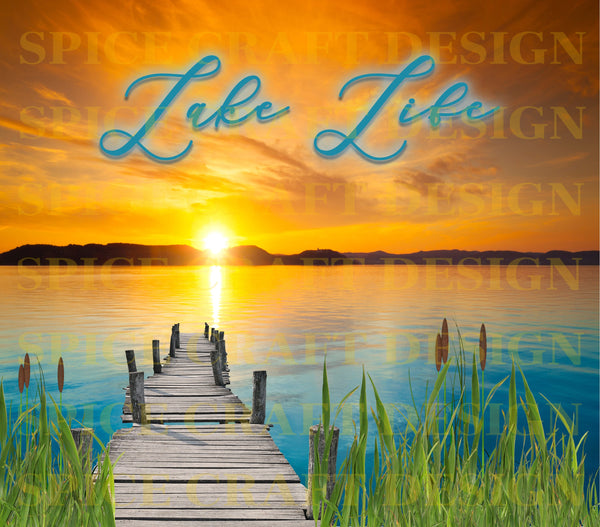 Lake Life at Sunset | Digital Download | Waterslide | Sublimation | PNG | Glitter Background