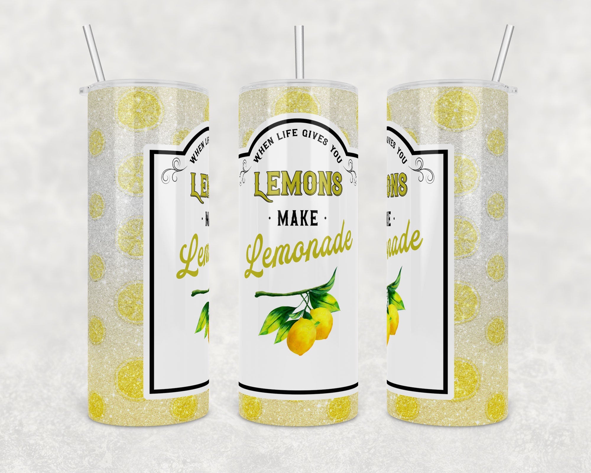 When Life Gives You Lemons, Make Lemonade | Digital Download | Waterslide | Sublimation | PNG | Glitter Background