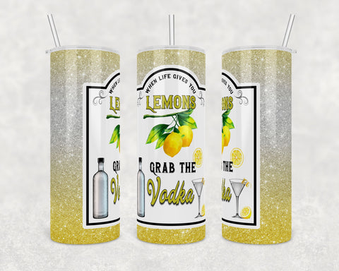 When Life Gives You Lemons, Grab The Vodka | Digital Download | Waterslide | Sublimation | PNG | Glitter Background