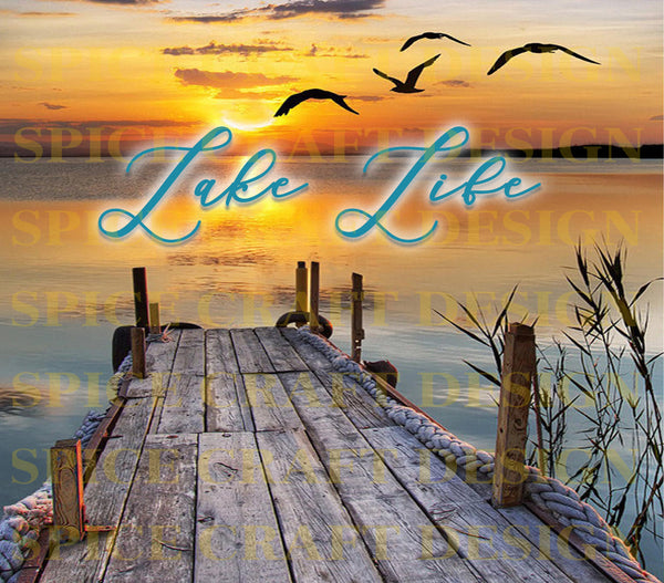 Lake Life with Gulls | Digital Download | Waterslide | Sublimation | PNG | Glitter Background