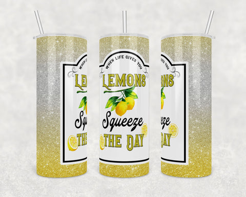 When Life Gives You Lemons, Squeeze The Day | Digital Download | Waterslide | Sublimation | PNG | Glitter Background