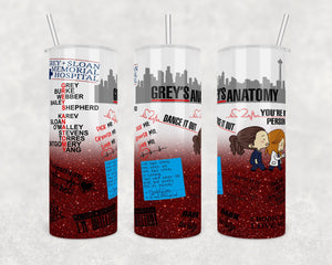 Greys Anatomy with Red Ombre Background | Digital Download | Waterslide | Sublimation | PNG | Glitter Background