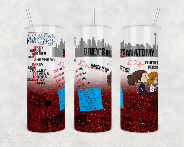 Greys Anatomy with Red Ombre Background | Digital Download | Waterslide | Sublimation | PNG | Glitter Background