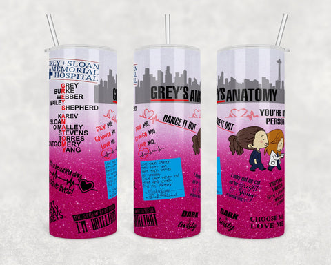 Greys Anatomy with Pink Ombre Background | Digital Download | Waterslide | Sublimation | PNG | Glitter Background