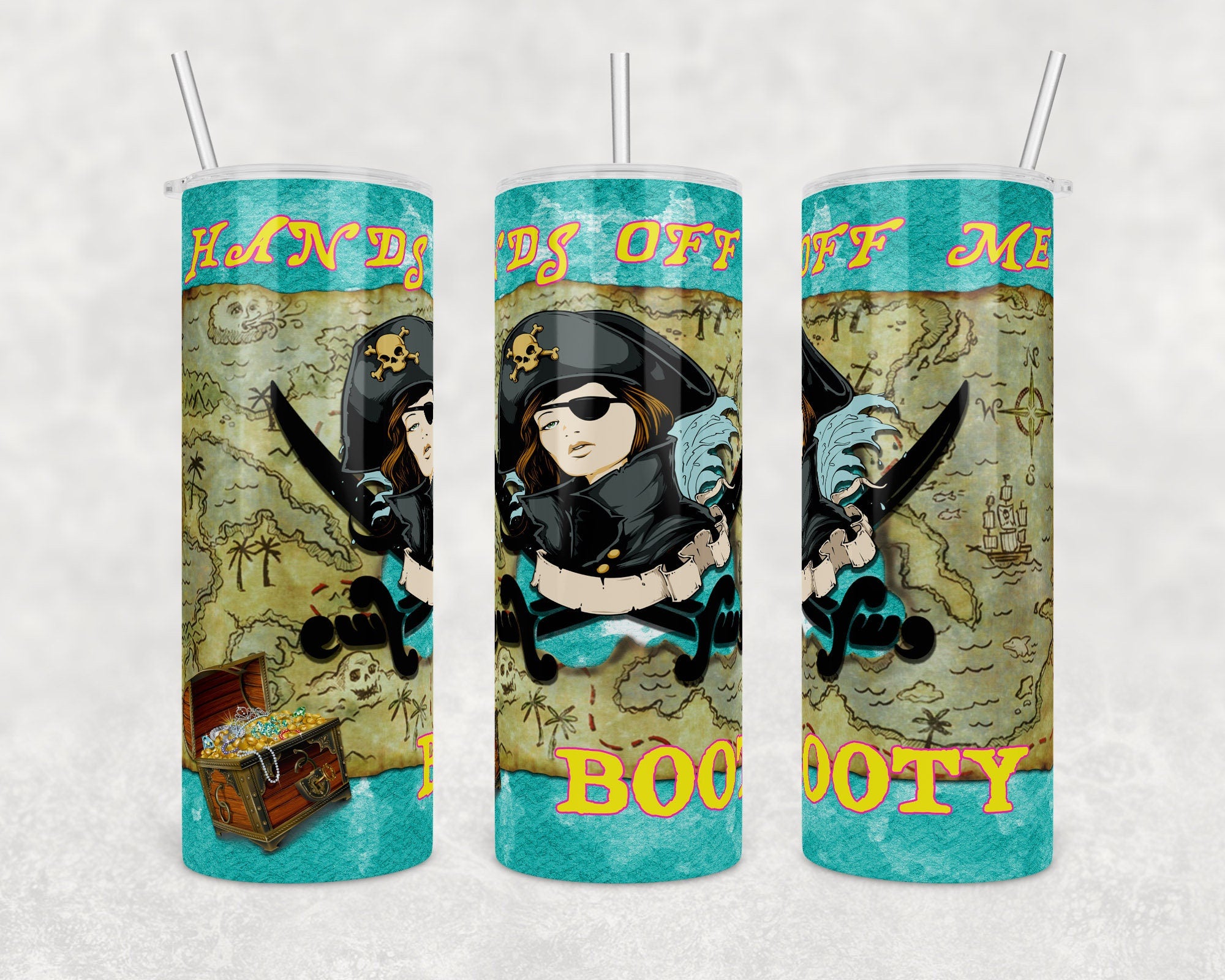 Hands off my Booty | Pirate Ship | Skinny Tumbler Wrap | Digital Download | Sublimation | PNG file