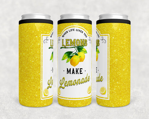 When Life Gives You Lemons, Make Lemonade | Skinny Can Cooler | Digital Download | Waterslide | Sublimation | PNG | Glitter Background