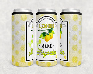 When Life Gives You Lemons, Make Margaritas | Lemon Glitter Background | Skinny Can Cooler | Digital Download | Waterslide | Sublimation