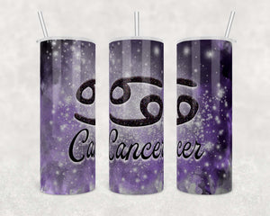 Zodiac Tumbler - Cancer |  Galaxy and cloud background | 20 oz Skinny Tumbler Wrap | Digital Download | Sublimation | PNG file