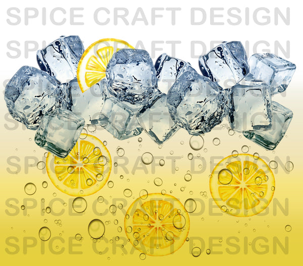 Lemonade drink with ice in a glass | 20 oz skinny tumbler | Digital Download | Waterslide | Sublimation | PNG File