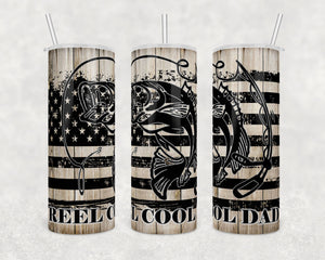Fishing Distressed Flag Wood | Reel Cool Dad | American Flag | Skinny Tumbler Wrap | Digital Download | Sublimation | png file