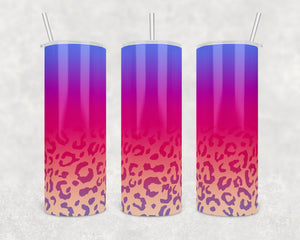 Ombre Pink Blue Leopard Cheetah | 20 oz skinny tumbler | Straight and Tapered | Digital Download | Waterslide | Sublimation | PNG File