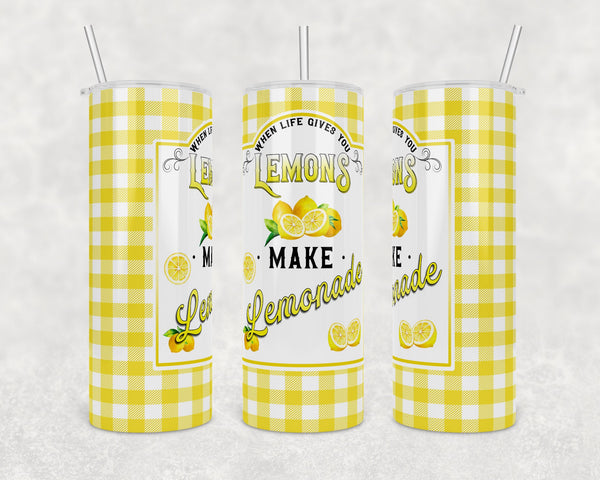 When Life Gives You Lemons, Make Lemonade -  Plaid Background | Digital Download | Waterslide | Sublimation | PNG |