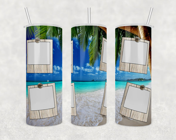 Beach Photo Panel Tumbler | Skinny Tumbler Wrap | Digital Download | Sublimation | png file